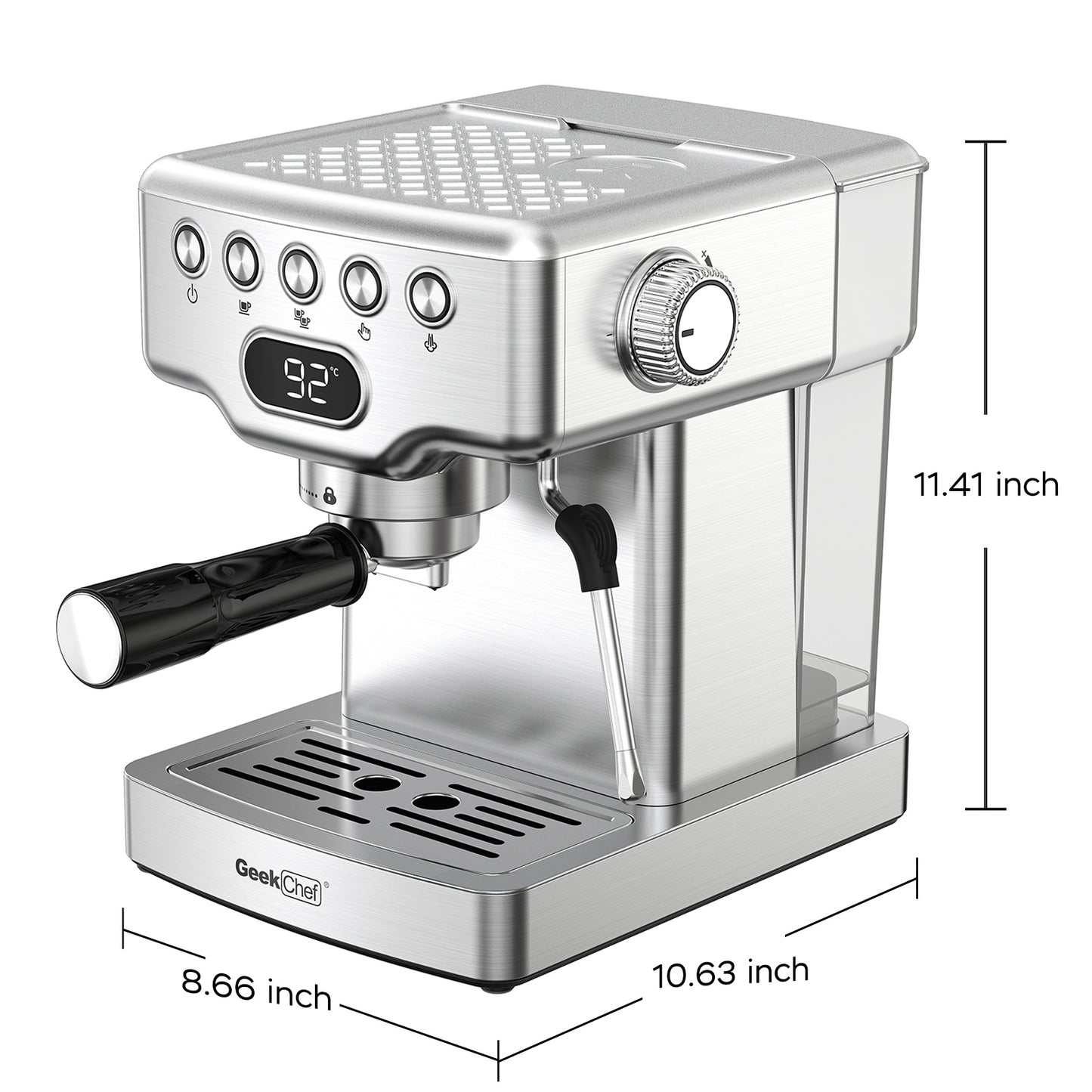 Geek Chef Espresso Machine, 20 Bar Espresso Machine With Milk Frother For Latte, Cappuccino, Macchiato, For Home Espresso Maker, 1.8L Water Tank & Stainless Steel.