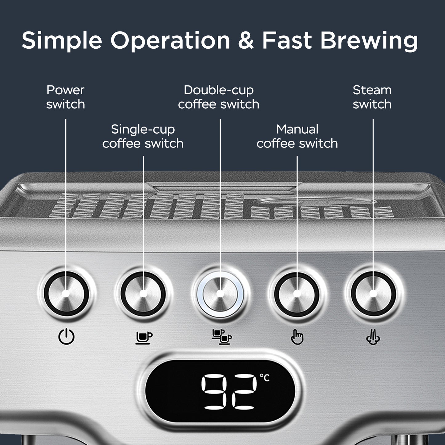 Geek Chef Espresso Machine, 20 Bar Espresso Machine With Milk Frother For Latte, Cappuccino, Macchiato, For Home Espresso Maker, 1.8L Water Tank & Stainless Steel.